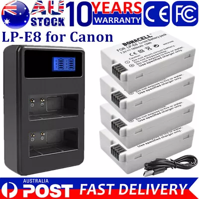 2/4x 1800mAh LP-E8 Battery & Charger For Canon EOS 550D 600D 650D 700D T2i T3i • $57.99