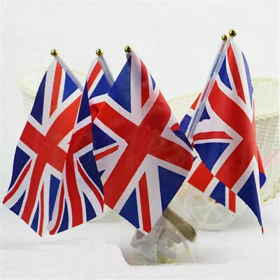 50Pcs Union Jack Flags Hand Waving Coronation Party Decor Street Party Supplies • £7.69