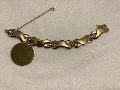Lovely Monet Vintage Gold Tone Wave Bracelet With Round Charm  • $10.20