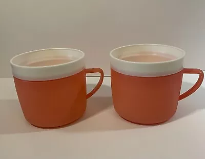 Vintage MCM 1950s Bolero Retro Therm-O-Ware Plastic Mugs Cups Lot Of 2 Orange • $5