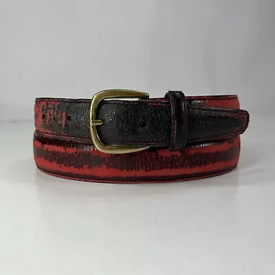 Vintage Faded Red Carlton Cowhide Dress Belt - Men's Size 36/90 • $11.20