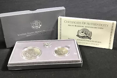 US Mint 1991 Mount Rushmore Anniversary Coins 2 Coin Proof Set With COA. • $42.50