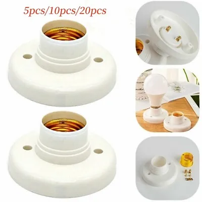 5/10/20PCS E27 Light Bulb Holder Base Fitting ES Edison Screw Cap Socket White • £2.99