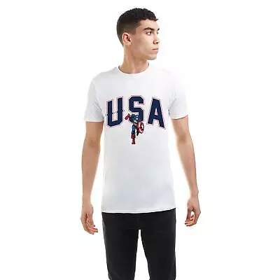 Marvel Mens T-shirt USA Captain America Top Tee S-2XL Official • £10.49