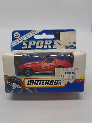 Matchbox 1-75 #28 Sports Chevrolet Corvette T Top Yellow Vintage 1991 New In Box • $31.45