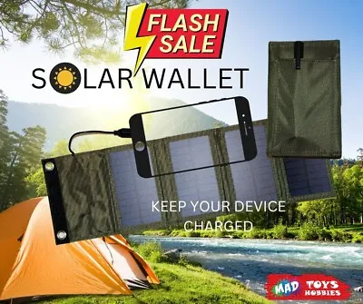 $21.95 • Buy MOBILE PHONE CHARGER SOLAR WALLET & POWERBANK 5000mha GREEN NEW