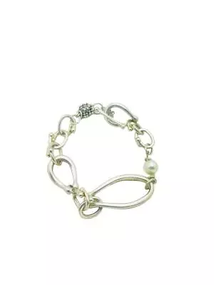 Michael Dawkins Sterling Toggle Beaded Oval Link Toggle Bracelet 7 1/2  • $67.49