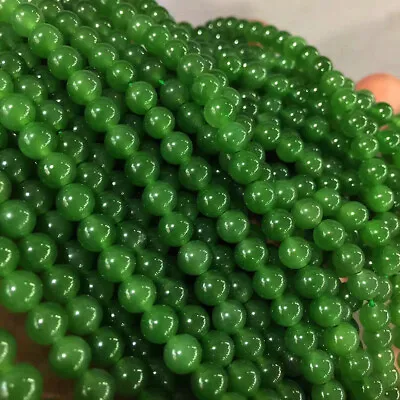 6/8/10mm Natural Nephrite Green Jade Round Gemstone Loose Beads 15''  • £4.20