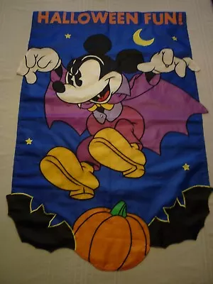 Mickey Mouse Halloween House Flag! Vintage! Vampire & Bats & Pumpkin! 30” X 43”! • $19.75