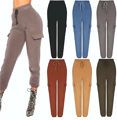 Ladies Womens Cargo Combat Trousers Leggings Joggers Lounge Girls  Pockets NEW • £7.95