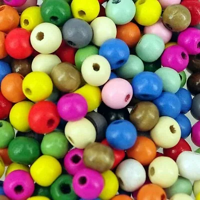 Wooden Round Beads Pack 200 35g  Choose Colour  Wood Craft Bead 8mm • £2.99