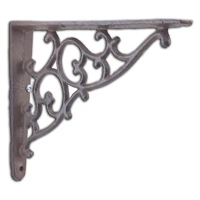 Decorative Cast Iron Wall Shelf Bracket Ornate Vine Rust Brown Brace 7.125  Deep • $12.99