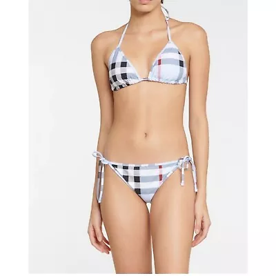 Burberry - Blue Checked Triangle Bikini Set Size S • $398