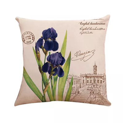 Flower Vintage Linen Pillow Case Flower Cushion Cover Waist Throw Home Sofa   • $4.95