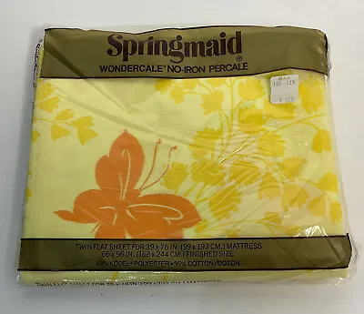Vintage Springmaid Wondercale Twin Flat Sheet Mariposa No-Iron Percale • $9.99