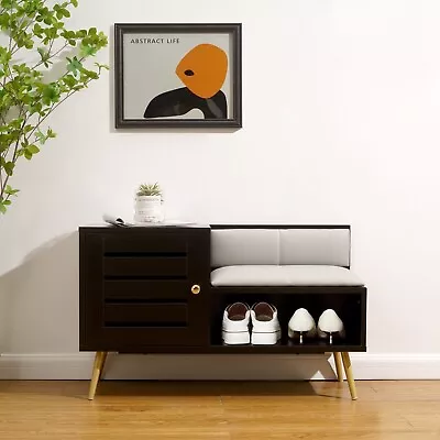 Entrance Shoe Cabinet Modern Shoe Storage Cabinet Upholstered Bench With Shelf • $75.97