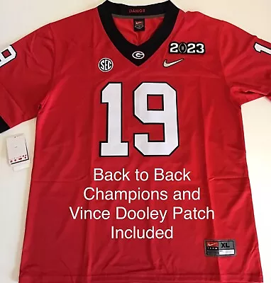 Brock Bowers #19 Georgia Football Red Jersey All Stitched. 2023 Playoff Patch • $84.99