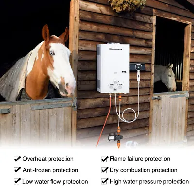 10L Tankless Instant Boiler Horse Washing Barn Boat Propane Gas Hot Water Heater • £175.95