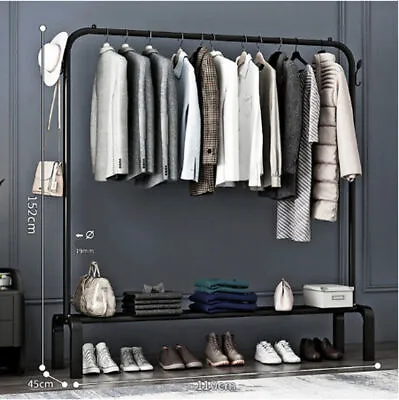 Heavy Duty Clothes Rail Metal Garment Storage Shelf Hanging Display Stand Rack++ • £15.98