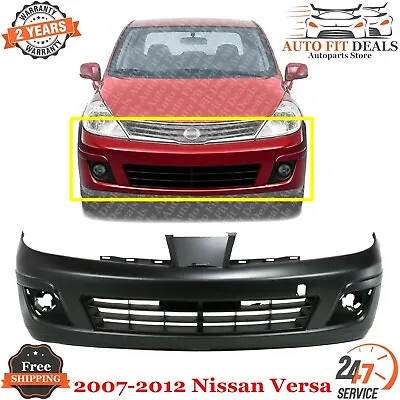 Front Bumper Cover Primed W/ Fog Light Holes For 2007 -2012 Nissan Versa • $141.60