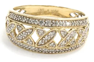 + 14k Yellow Gold 50 Natural Diamond Love Romance Band Ladies Ring Size 8 • $389