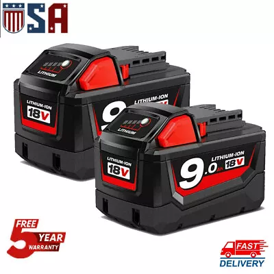 2PACK 9.0Ah For Milwaukee M-18 18V Lithium  HIGH OUTPUT Battery Pack  48-11-1890 • $59.99