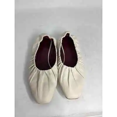 Staud Tuli Square-Toe Leather Ballet Flats Sz.8(38) • $99.99