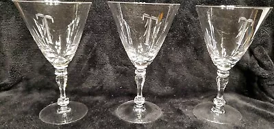 MINT 3 Tiffin -Franciscan LARGO Wine Goblet 7” Cut Stem 17646 MONOGRAM T C 1960 • $29.95