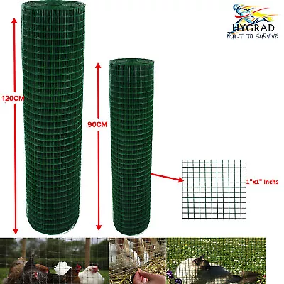 PVC Coated Mesh Wire Green Fencing 90/120cm Garden Galvanised Fence Net 30/45 M • £64.99