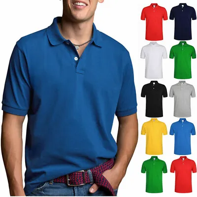 Men's Polo Shirt Dri-Fit Golf Sports Plain Cotton Jersey T Shirt Short Sleeve • $10.99