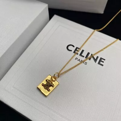 Celine Pendant Top Chain Gold Plated Necklace • $210.50