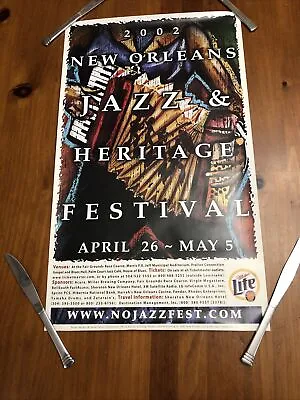 2002 Jazz And Heritage Fest Poster Miller Lite  Advertising Vintage 14 X 24 • $17