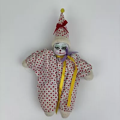 Vintage Hand Painted Porcelain Clown With Hat Sand Filled Body Doll 10  Height • $18.99