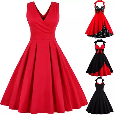Plus Size Womens 50s 60s Vintage Rockabilly Style Retro Evening Prom Swing Dress • $39.59