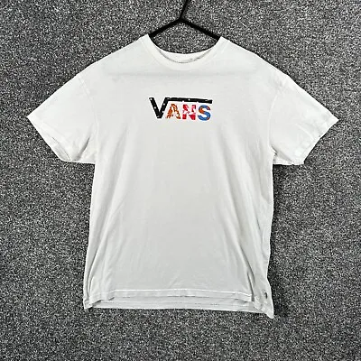 Vans Shirt Womens Extra Small White Pullover Crew Neck Short Sleeve Cotton Top • £5.95