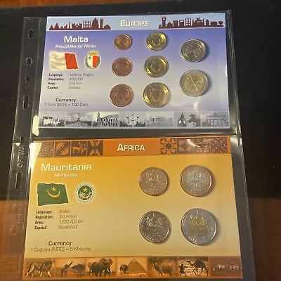 Littleton World Coin Mint Sets - Malta & Mauritania - Lot Of 2 Coin Sets • $3.25