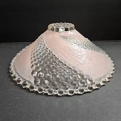 Vintage 11  Pink Frosted Swirl Hobnail Glass Ceiling Light Fixture Cover/Shade. • $35