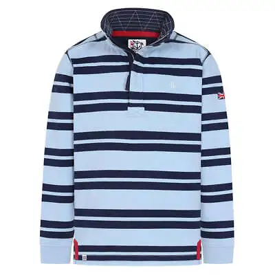 Lazy Jacks 1/4 Zip Stripe Sweatshirt LJ39 In Sky • £54.99