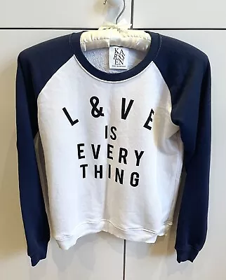 BNWOT Zoe Karssen Blue & White Baseball ‘Love Is Everything’ Top Size M/UK10-12 • £22.50