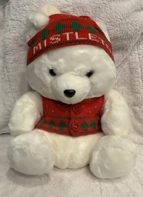 Vintage 1989 Marshall Fields Mistletoe Christmas Bear Plush • $24.99
