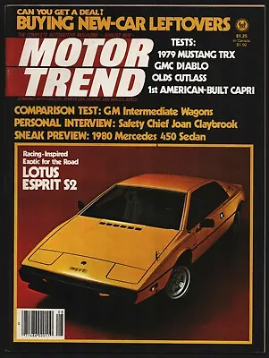 August 1978 Motor Trend Magazine Lotus Esprit S2 Mustang Trx Olds Cutlass • $4