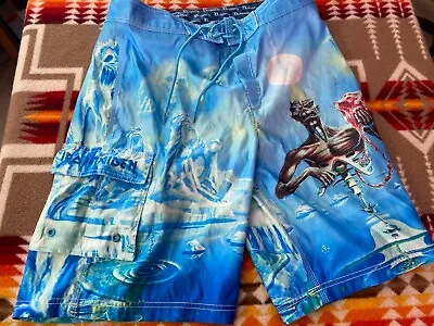 Iron Maiden Rare Official Unworn Seventh Son Dragonfly Embroidered Board Shorts • $160