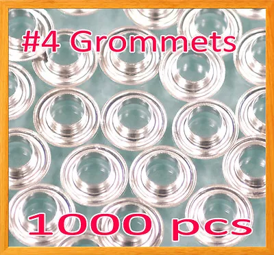 1000 #4 1/2  Grommet And Washer Nickel Eyelet Grommets Machine Sign Punch Tool • $20.99