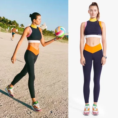 $45.50 • Buy New Balance X STAUD Performance Legging Navy Orange Size XS 