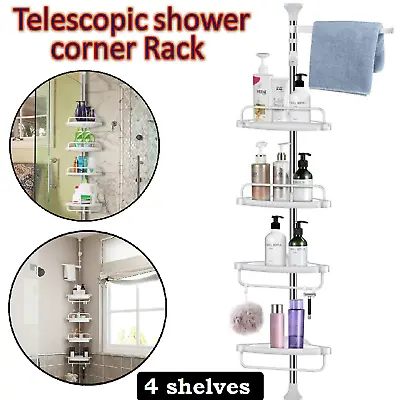 4 Tier Telescopic Shower Corner Shelf Caddy Hold Bathroom Organiser Storage Rack • $28.99