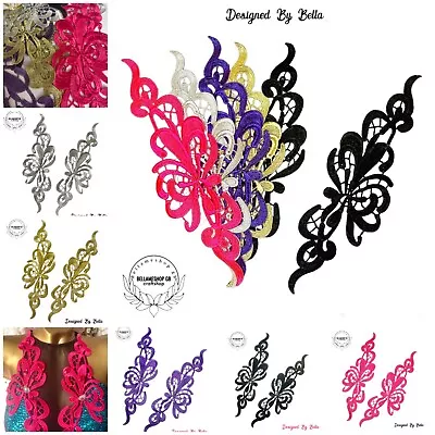 NEW Gorgeous 2x Lace Embroidery Applique Wedding Motif Sew On Dance Costume • £5.55