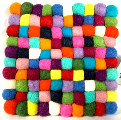 $12.95 • Buy Trader Joe's Square  Trivet Hand Crafted Felted Wool Colorful Festive Design