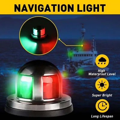LED Marine Boat Yacht Bow Ship Deck Navigation Light Nav Lamp 12V 4W Green + Red • $12.99