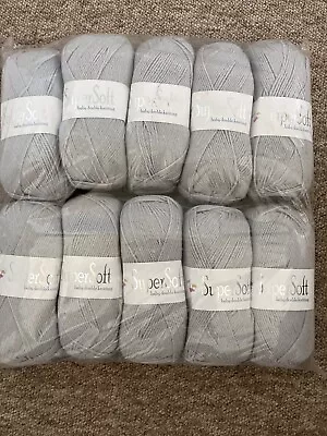 JAROL SUPERSOFT BABY DOUBLE KNITTING WOOL. Colour Silver Grey 10 X 100g • £25