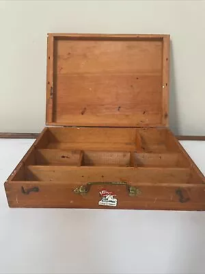 Vintage Wooden Artist Painters Box Travel Case 14”x10”x3”-6 Compartments • $49.99